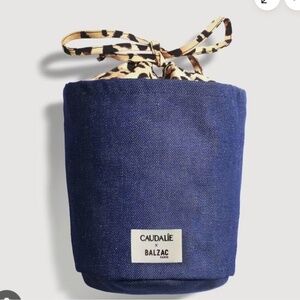NEW Balzac Paris x Caudalie Holiday Pouch - leopard print denim